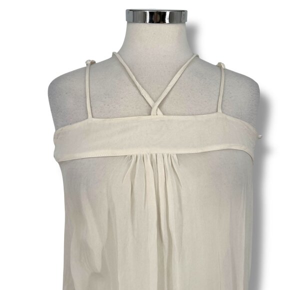 Angie Sheer Sleeveless Top Embroidered Waistband White Size Medium NWT - Picture 2 of 11